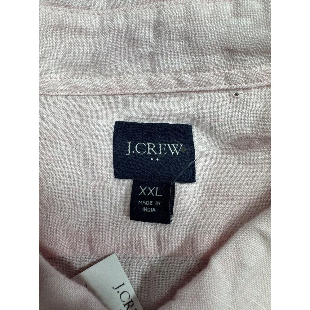 J Crew Linen Shirt Mens Light Pink Long Sleeve Button Up Dress Shirt Size XXL